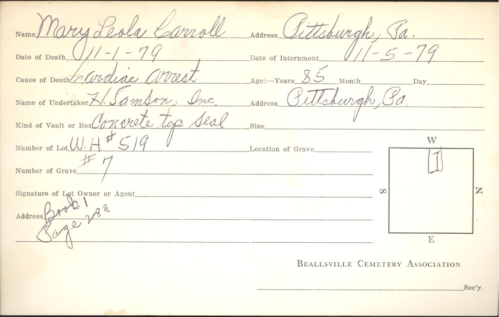 burial card